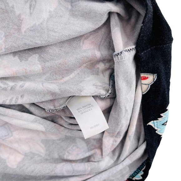 J. Jill Wearever Collection Floral A-Line Dress Black Multicolor Rayon Spandex W - Picture 3 of 6